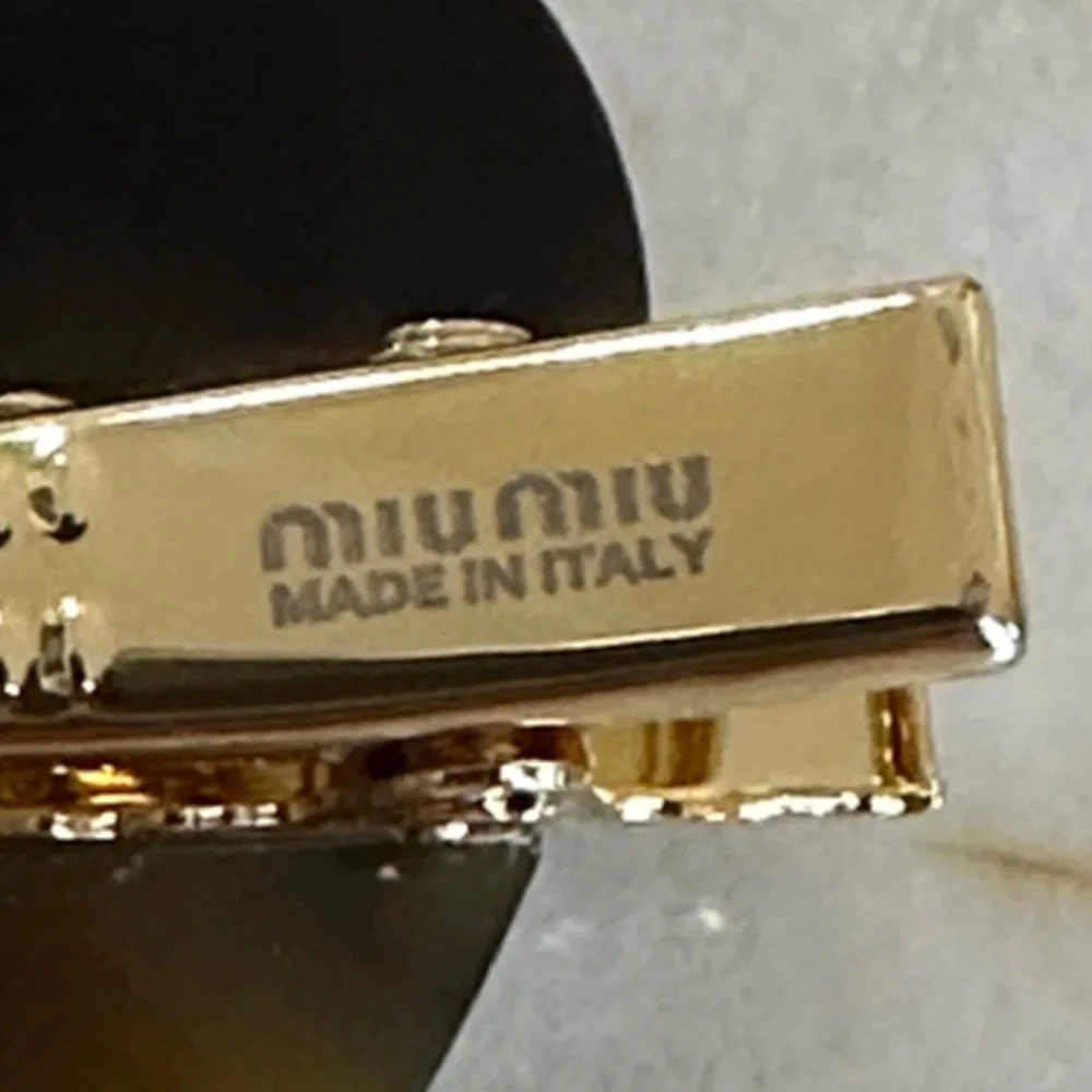 Miu Miu Tortoiseshell Heart Hair Clip with Gold Accents